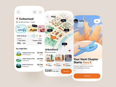 Trip Planner App – Explore, Book & Go app booking design figma design illustration ios mobile mobile app mobile application modern design tourism travel travel app trip ui user experience user interface ux ux design