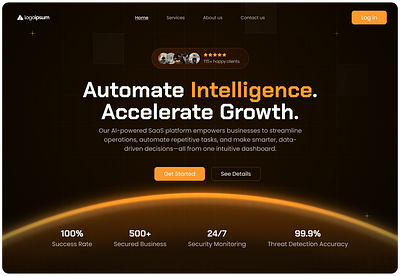 AI SaaS Landing Page Design ai saas landing page b2b branding clean dark ui design development design services framer landing page product product animation product design saas shopify swan design agency ui uiux website design wordpress