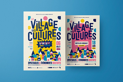 Le Village des Cultures affiche festival flat design france identité visuelle illustration lille musique poster vectoriel