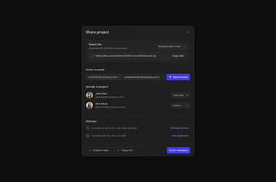 Invite Team Member Modal ai clean clear design ui web