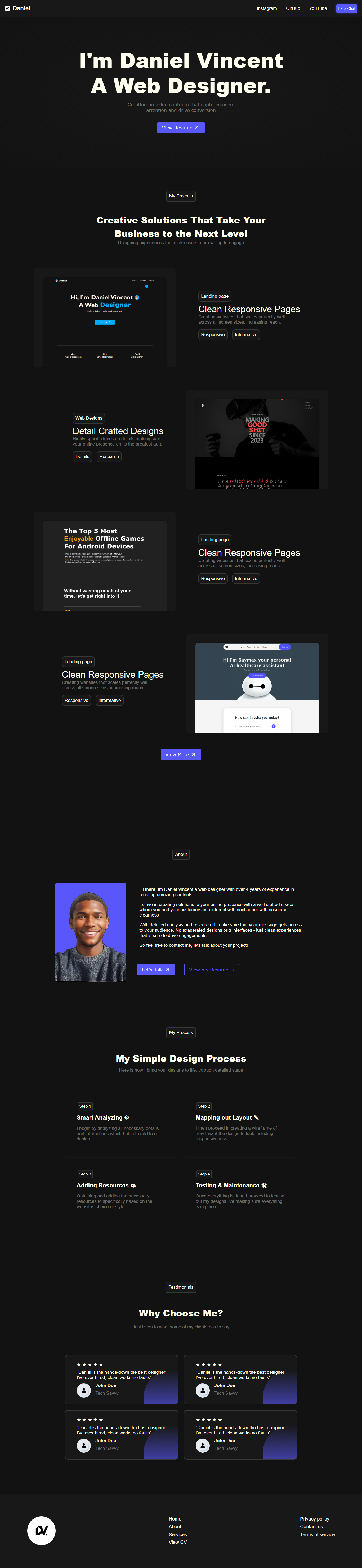Personal portfolio website ui