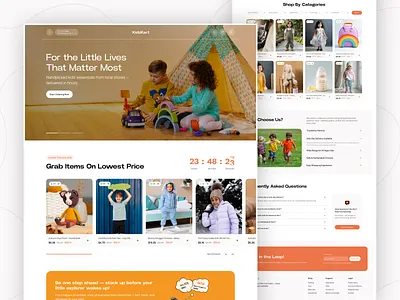 KidzKart – Baby & Kids Essentials Marketplace UI cleanui design designinspiration ecommercedesign kids kidsessentials landingpagedesign parentingsimplified productdesign ui ux