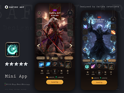 Fantasy Game UI – Character & Skill System appdesign fantasygame gamedev gameui miniapp mobilegame uiux uxdesign