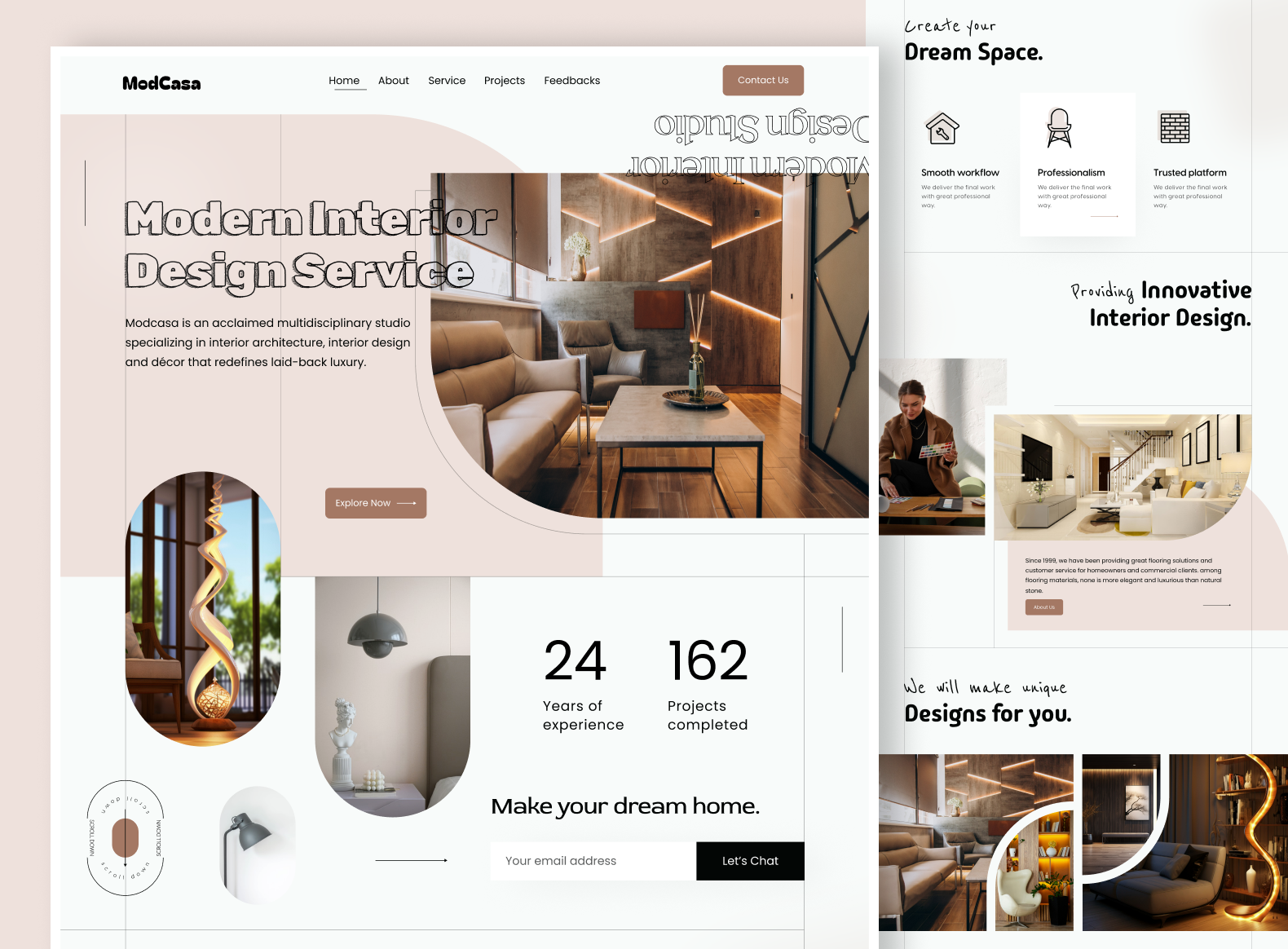 Modern Interior Design Minimalist Website | Home Page architecture branding clean creative design ecommerce web furniture hero section homepage interior design landing page minimalist modern typography ui ux web web design