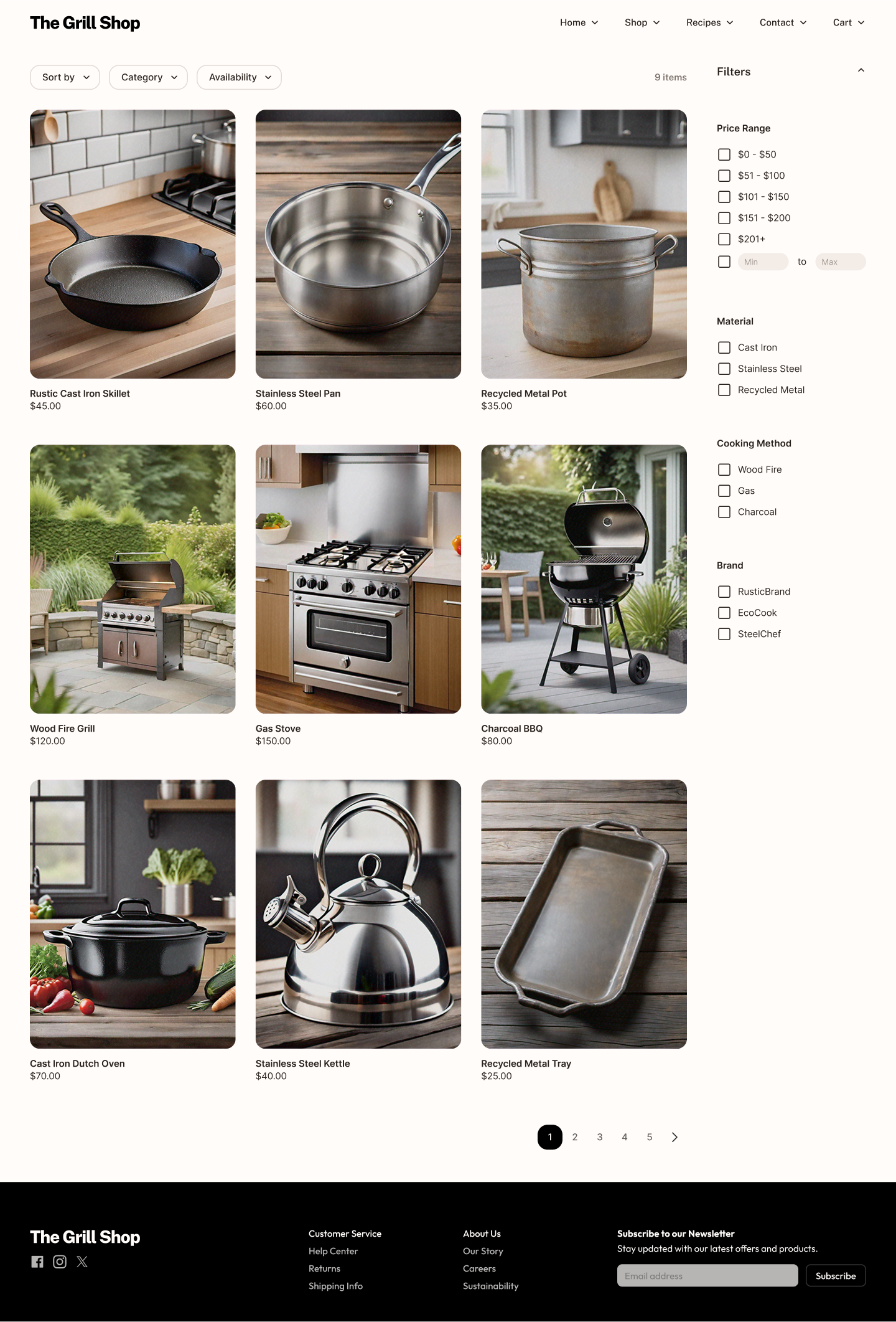 Example of Minimal Rustic Filter UI – Shop with Soul