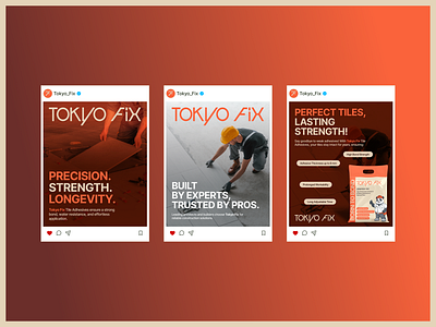 Tokyo Fix – Social Media Branding for a Construction company adhesive brand brand identity branding design graphic design logo design social media post social media presence visual identity