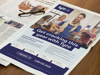 'Get Cracking' newspaper ad advertising branding finance fintech graphic design print ad print design