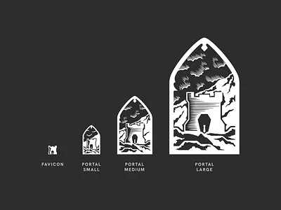 Responsive logomark. branding castle design illustration keep logo logomark portal responsive vector