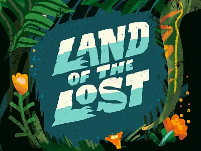Land of the Lost adobe brush digitalart digitalpainting dinosaur flower illustration muti photoshop plants rough type typography wacomgallery water