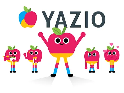 Yazio Mascot app apple branding cartoon character cute digital fitness flat food fruit funny graphic design health illustration logo mascot nutrition silly vector