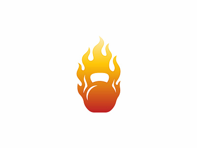 Flaming kettlebell logo bodybuilding design fire fitness flame graphic design gym health icon illustration kettlebell logo vector workout