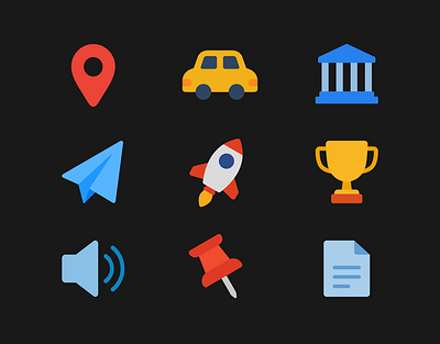 GRAFFIN – Graphics, UI/UX, Icons, 3D, Motion Asset Store 2d award bank car document icon map pin rocket send speaker