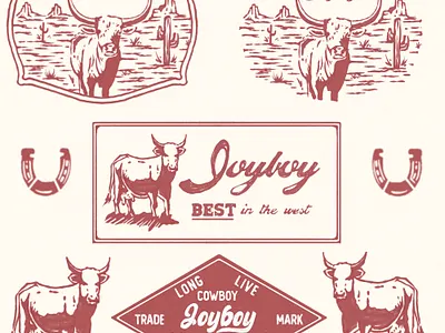 “JoyBoy” artwork badgedesign cowboy custom illustration retro vintage western wildwest