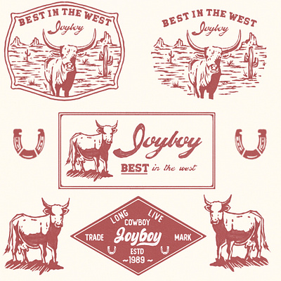 “JoyBoy” artwork badgedesign cowboy custom illustration retro vintage western wildwest