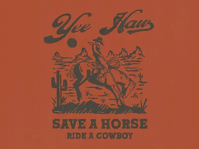 “YeeHaw” artwork badgedesign branding cowboy custom graphic design illustration retro vintage western wildwest