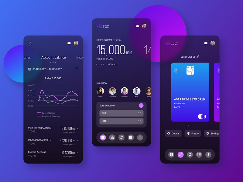 Mobile Banking App Design Concept app banking app banking platform chart credit card design finance fintech mobile mobile app ui ux