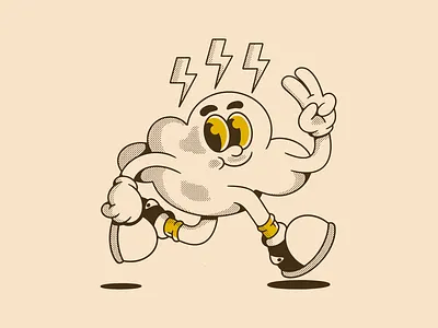 Retro running cloud character sneaker shoes