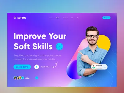 Modern Learning Portal UI Header colorful ui course platform courseplatform education ui elearning learning management system lms ui minimalistdesign modern ui online course professional professionaldevelopment skill development softskills training website ui uiux ux uxui webdesign