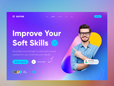 Modern Learning Portal UI Header colorful ui course platform courseplatform education ui elearning learning management system lms ui minimalistdesign modern ui online course professional professionaldevelopment skill development softskills training website ui uiux ux uxui webdesign