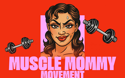 The Muscle Mommy Movement animation bold design branding desktop figma fit gym brand illustration landing page muscle mommy muscles pink red red and pink scroll strong typography women