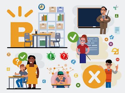 Large set of graphic assets for an educational platform. assets educational platform
