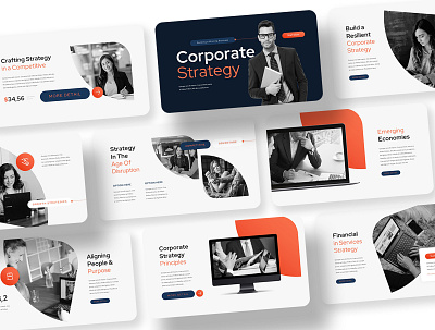 Corporate Strategy Presentation branding business company corporate design graphic design management marketing pitch deck planning powerpoint presentation project report strategy template