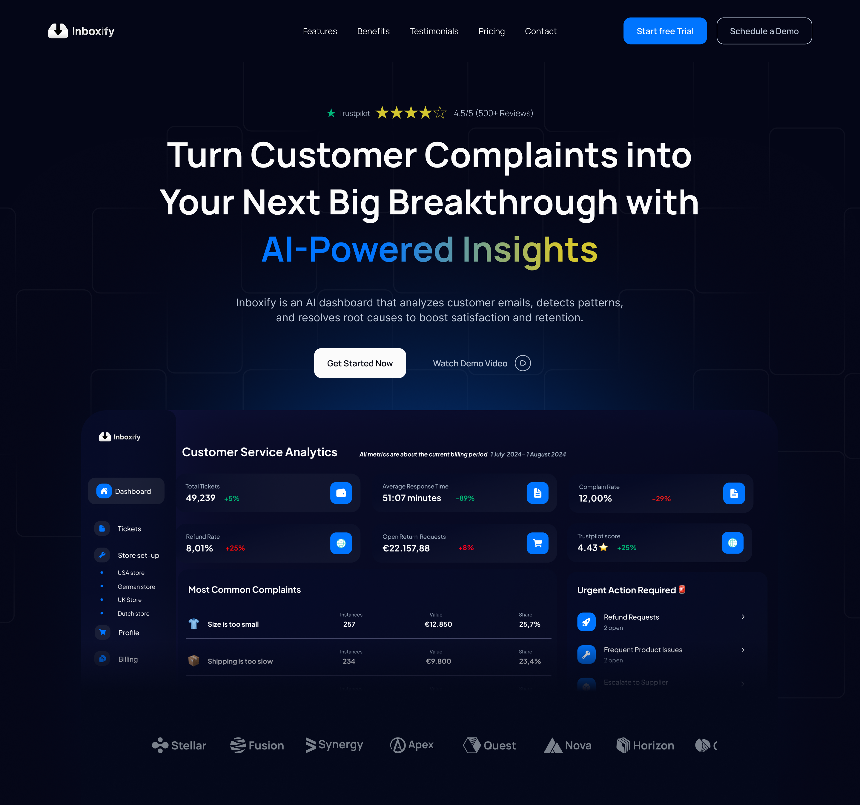 Inboxify: AI-Powered customer email insights ai design figma heropage landing page ui uiux