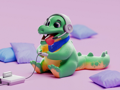Croc character character design cinema 4d croc crocodile game illustration isometric lowpoly
