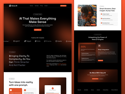 Vexa AI Landing Page | Clean & Minimalist AI Website UI/UX ai artificial intelligence clean ui concept design dark mode digital design landing page minimalist design modern ui product design responsive design saas saas design ui design ui ux ux design vexai uiux vexai webdesign web design web layout
