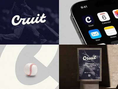 Cruit_baseball_app_branding app baseball branding calligraphy custom flow graphic design iconic identity lettering logo logotype modern original print script sporty unique wordmark