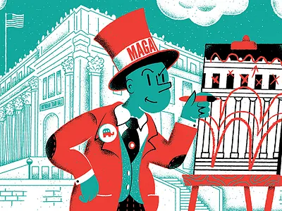 POLITICO - MAGA Penn Station by James Olstein achitecture conceptual illustration editorial editorial illustration fuck trump graphic design illustration james olstein james olstein illustration jamesolstein.com maga penn station politico texture vector