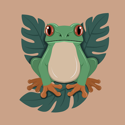 Red Eyed Tree Frog animals costa rica decoration exotic frog graphic design illustration jungle mascot minimalistic poster print red eyed frog summer whimsical wild