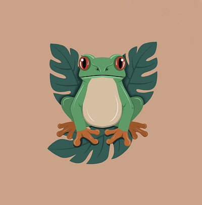 Red Eyed Tree Frog animals costa rica decoration exotic frog graphic design illustration jungle mascot minimalistic poster print red eyed frog summer whimsical wild