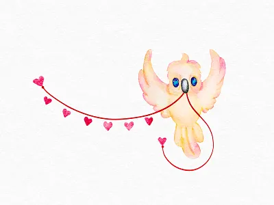 Let's decorate! creativemarket illustration parrot valentines day watercolor