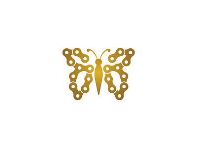 Bicycle chain Butterfly logo animal bicycle butterfly chain fly gear golden illustration insect logo luxury manufacture wings