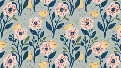 Cottagecore Pattern With Cute Chickens cozy illustration seamless pattern surface design