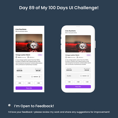 Day 89/100 - Auction Bidding App Screen ui challenge