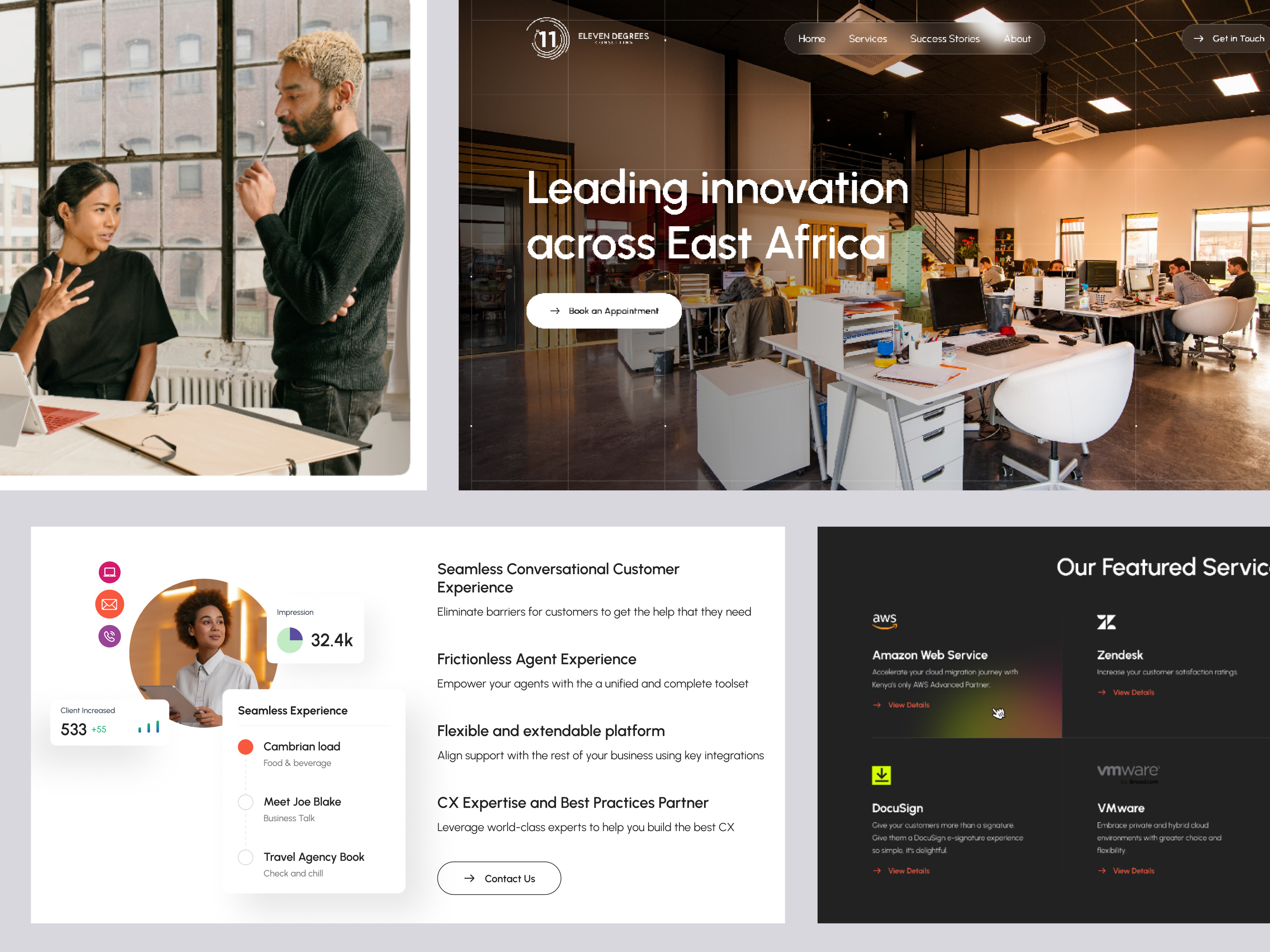 Example of Eleven Degrees → Consulting Firm UI/UX Design | Website Section