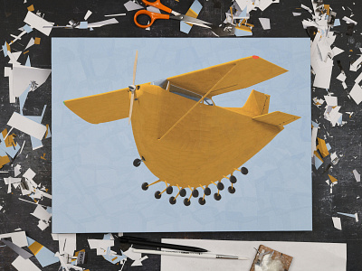 Tweety Pie, studio aeroplane aeroplane illustration aviation collage plane plane illustration sky wheels yellow