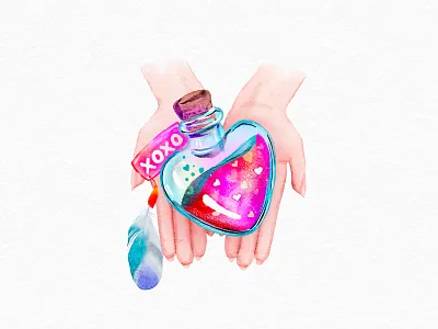 A very special Gift 🪄 ❤️‍🔥 creativemarket hand drawn valentines day watercolor