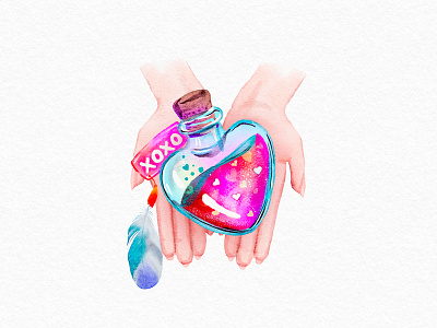 A very special Gift 🪄 ❤️‍🔥 creativemarket hand drawn valentines day watercolor