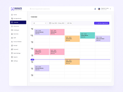 Digisuite Appointment - Clean Calendar View for Appointments appointment booking appointment web appointmentbooking booking app calendarui dashboarddesign dashboardui dribbbleshots figma landing page productdesign saasdesign schedulingsystem ui uidesign uxdesign uxui web application webappui website design