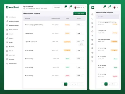 Home Yard Rental Dashboard – Responsive UI Design 🌿 admin dashboard analytics animation apps cards componant creative dashboard dashboard dashboard ui figma framer landing page minimal modern dashboard products saas dashboard ui web app webflow website