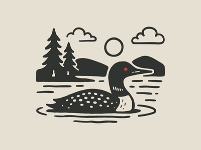 Swell Co. Loon branding design graphic design hand drawn illustration logo loon loon art minnesota outdoor art outdoors typography vector
