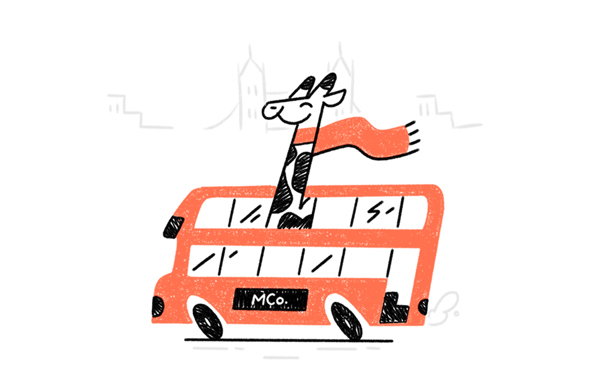 Off to London! animal animation animations character design framebyframe fun giraffe hand drawn illustration line london motion graphics spot illustration uk witty