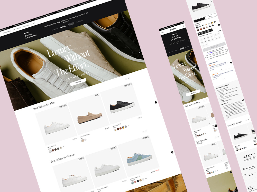 Premium Shopify Store Design for Modern Footwear Brand clean aesthetic dtc brand ecommerce figma footwear design lifestyle brand minimal ui modern layout shopify shopify expert sneaker store uiux web design
