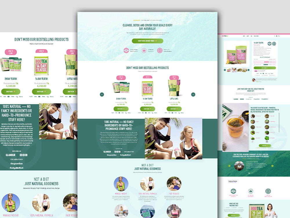 Clean Shopify Store Design for Detox & Wellness Brand clean layout conversion design detox tea ecommerce design figma health fitness healthy lifestyle nutrition website shopify shopify expert wellness brand