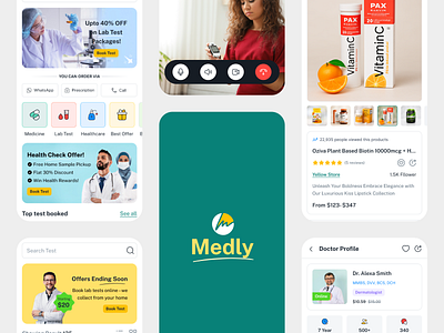 Medly – Healthcare Mobile App Figma UI Kits booking app diagnosis mobile app doctor app doctor consultation app ecommerce mobile app epharmacy app figma healthcare app labtest app medical mobile app medly mobile app pharmacy mobile app telemedicine app ui uikits wellness app
