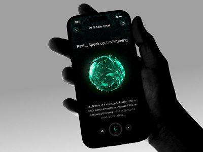 AI Voice Chat ai ai assistant ai personality app assistant chatbot cyberpunk mobile sci fi interface tech ui uiux ux voice ai voice interface