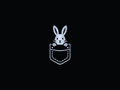 Magic pocket logo animal fast graphic design hide icon logo magic peeking pocket rabbit shows logo wild